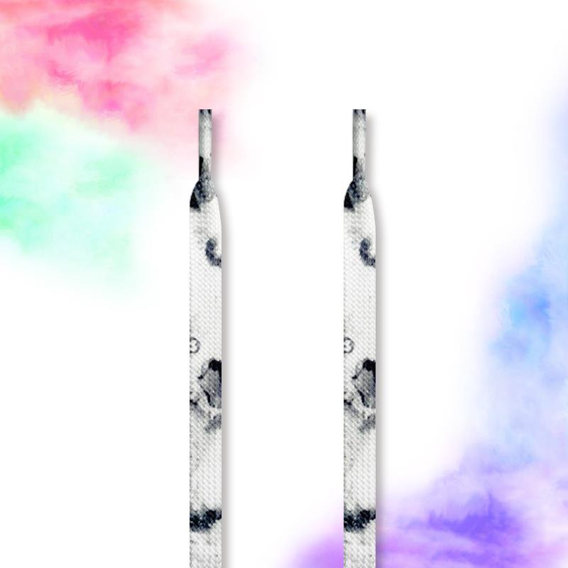 1Pair Flats Shoelace Colorful Ink Print Shoelaces Sneakers Shoe Laces 0.8CM Width 120/140/160CM Shoes Accessories