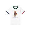 Polo Color Block Collar Bear Print Short Sleeve T-Shirt Men Tops White 710872321-001