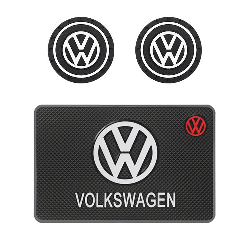 Car Coaster Mat Water Cup Pad PVC Silicone Non-Slip Pad Emblem Auto Accessories For Volkswagen VW GTI Polo Golf Passat Scirocco tik077