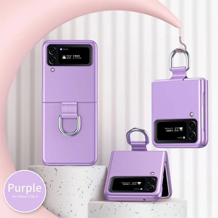 Coque - BOOLING - pour Samsung Z Flip 4 - Protection Rigide - Anneau- Violet