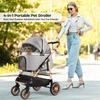 Poussette chien chat 4-en-1 pliable jusqu’à 25 kg, roues 360° amorties, transport animal, poussette tout-terrain confortable