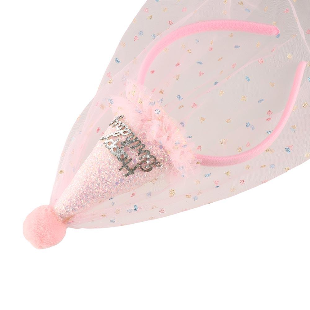 Hat Mesh Happy Birthday Birthday Hairband Girls Hair Hoop Korean Style Headband Hair Accessories