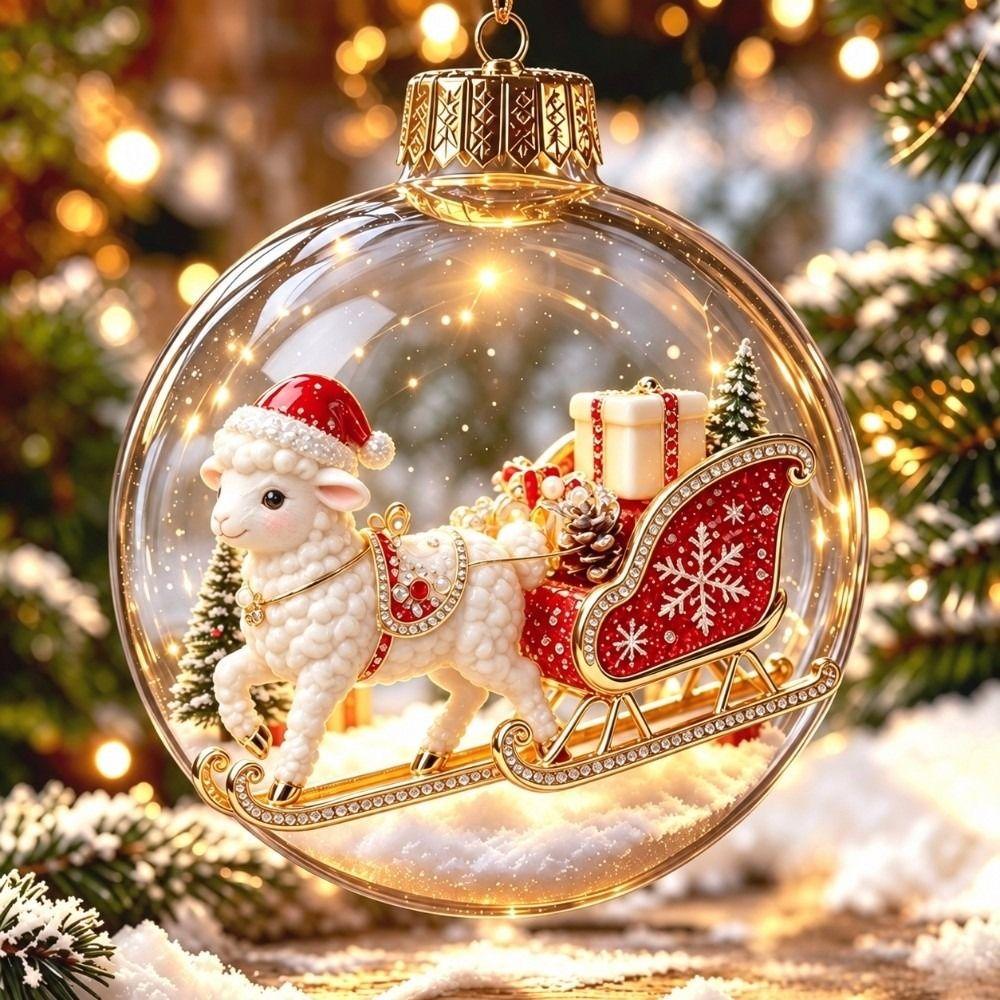 Transparent Christmas Bauble Ornament LED Lighted Hanging Christmas Decoration For Christmas Tree