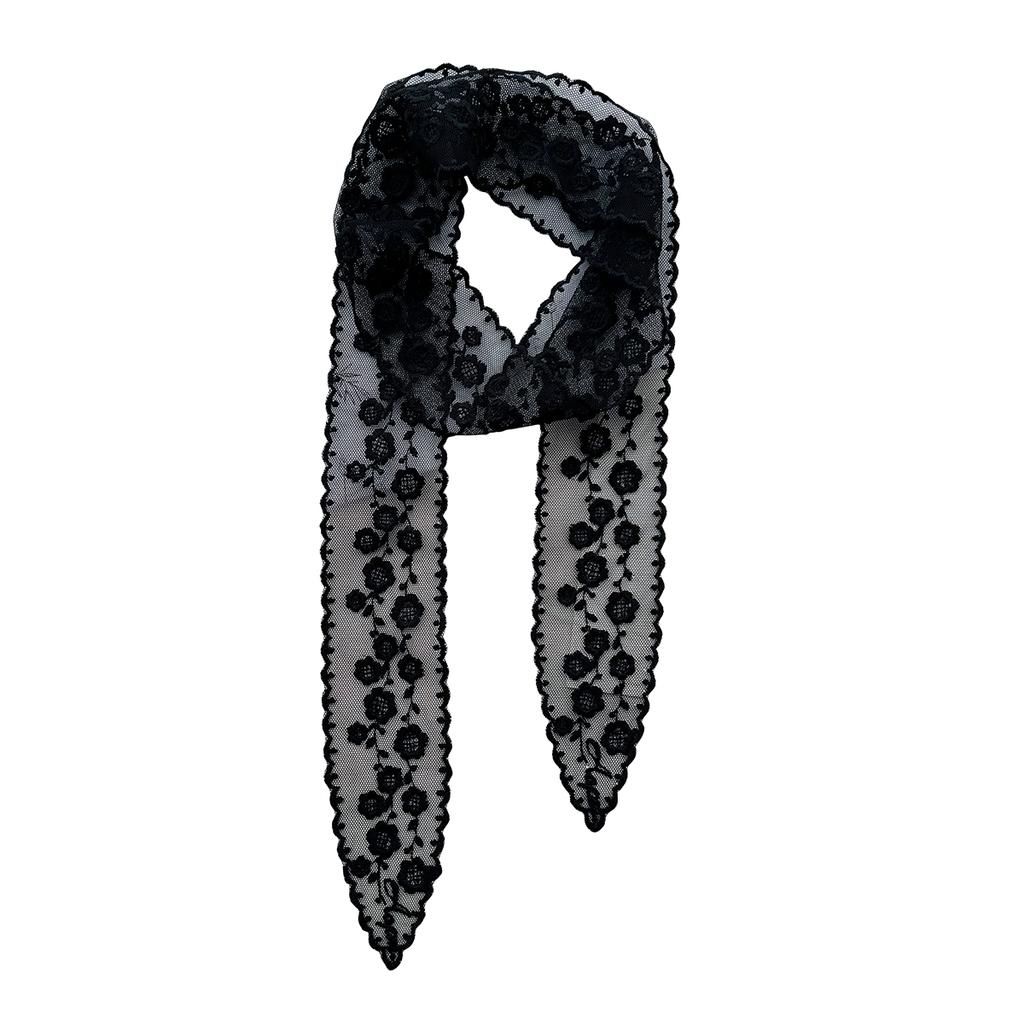 White lace hollow belt, waist decoration, thin and long silk scarf, female Korean ins accessories, slender and high-end sense, versatile