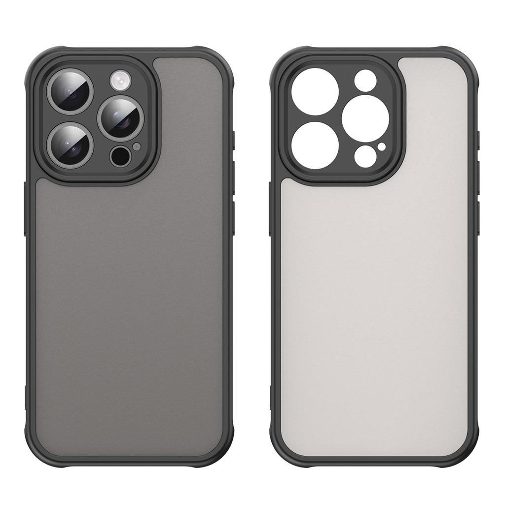 For iPhone 15 Pro Case Drop Proof Airbags Frosted Translucent PC+TPU Phone Back Cover