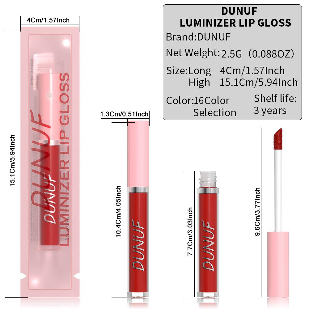 DUNUF 16 цветов увлажняющий и увлажняющий зеркальный блеск для губ