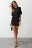 Women's Style Dress Black Soft Fabric Fitted Short Sleeve Stretchy Knitted Mini Pencil Dress