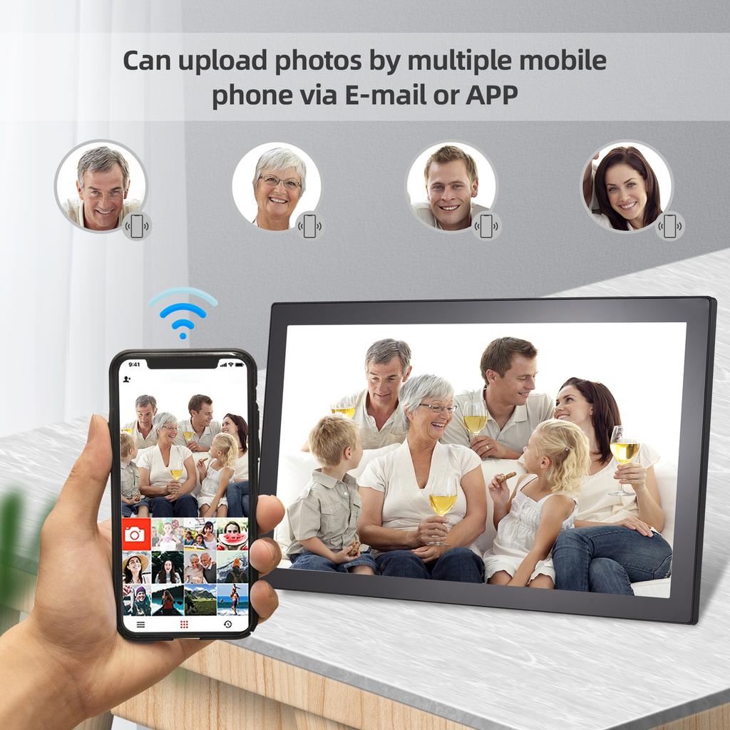 21,5-дюймовая цифровая фоторамка с Wi-Fi, облачная цифровая фоторамка, IPS-экран, сенсорное управление, 16 ГБ