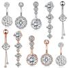 Crystal Belly Button Rings 316L Stainless Steel Navel Rings Belly Piercing Women Men Body Beach Jewelry Belly Barbell Drop Dangle