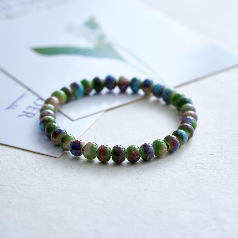 Керамический браслет ювелирные изделия модный цветочный глазурь бисерный браслет многоцветный повседневный богемный браслет