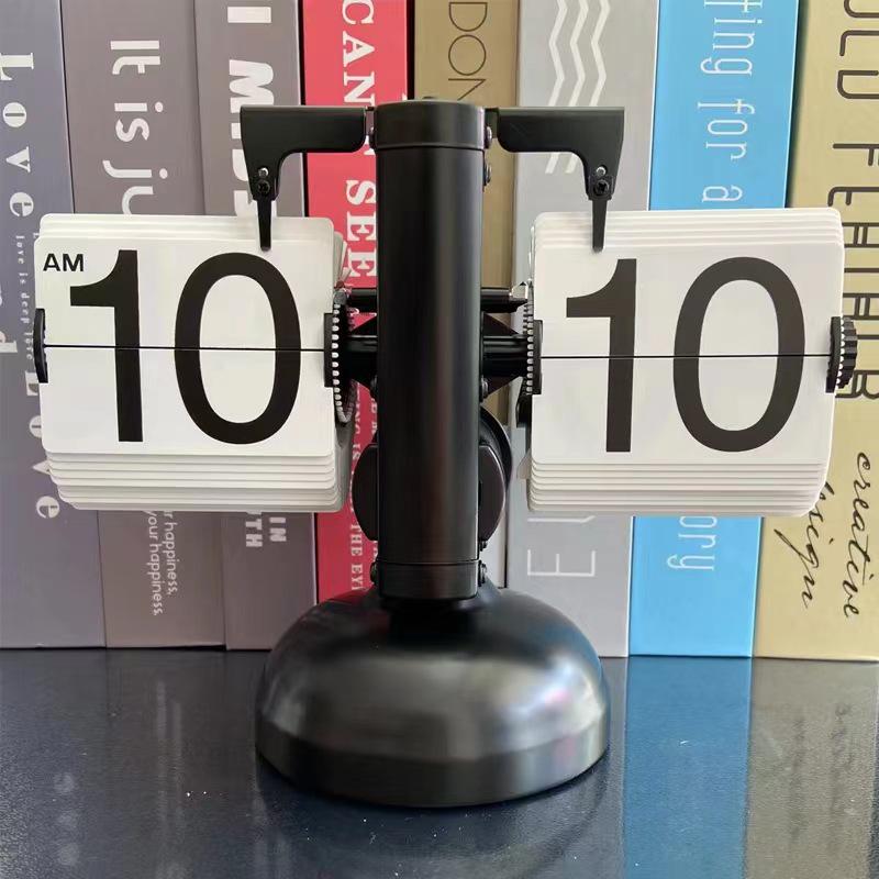 Creative Retro Flip Clock - Modern Simple Design, Ingenious Single-Leg Balance for Living Room Decor