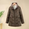 Winter new plaid thickened thermal stand-up neck cotton-padded coat women's medium and long middle-aged and elderly mother cotton-padded jacket