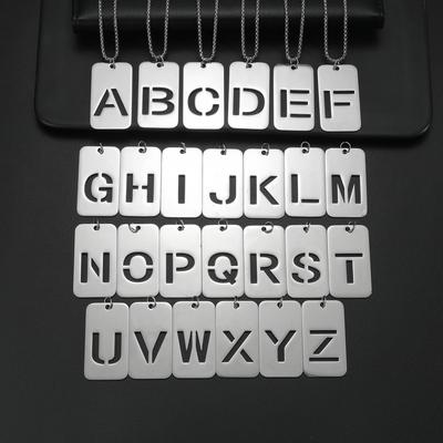 Монограммное ожерелье A-Z 26 букв Подвески из нержавеющей стали Квадратные заглавные инициалы Ожерелья для женщин мужчин
