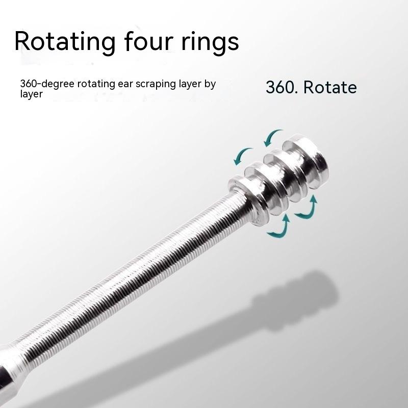 Набор из 6 ложек для чистки ушей, ложка для ушей с длинной головкой, спиральная пружина, легко чистящаяся нержавеющая сталь, портативный набор инструментов для ухода за ушами