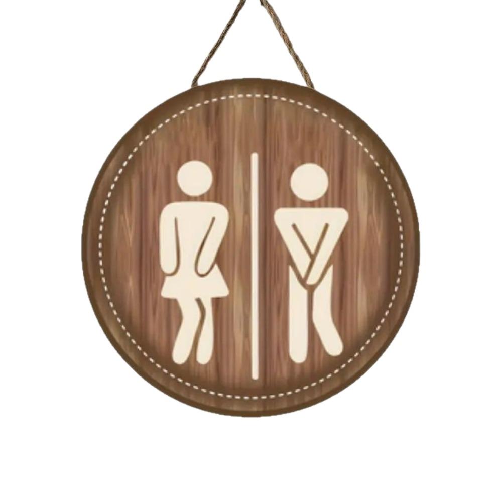 Wooden Bathroom Sign Plate Ornament Toilet Decorative Plate  Group Living Area