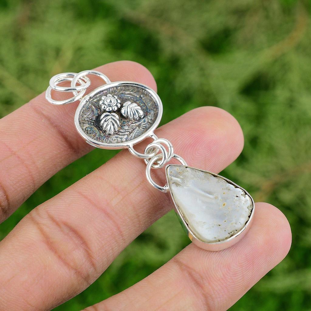 Daughters Day Sale 925 Sterling Silver Natural Mother Of Pearl Sister Pendant