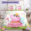 3pcs Custom Name Peppa Pig Bedding Set Duvet Cover Closure Includes 1 Duvet Cover & 2 Pillowcases, Soft and Comfortable for All Seasons.