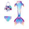 Купальник из 3 предметов для девочек, купальник с хвостом русалки для плавания, костюм принцессы русалки, комплект бикини для детей от 3 до 12 лет, лето 2024 г.