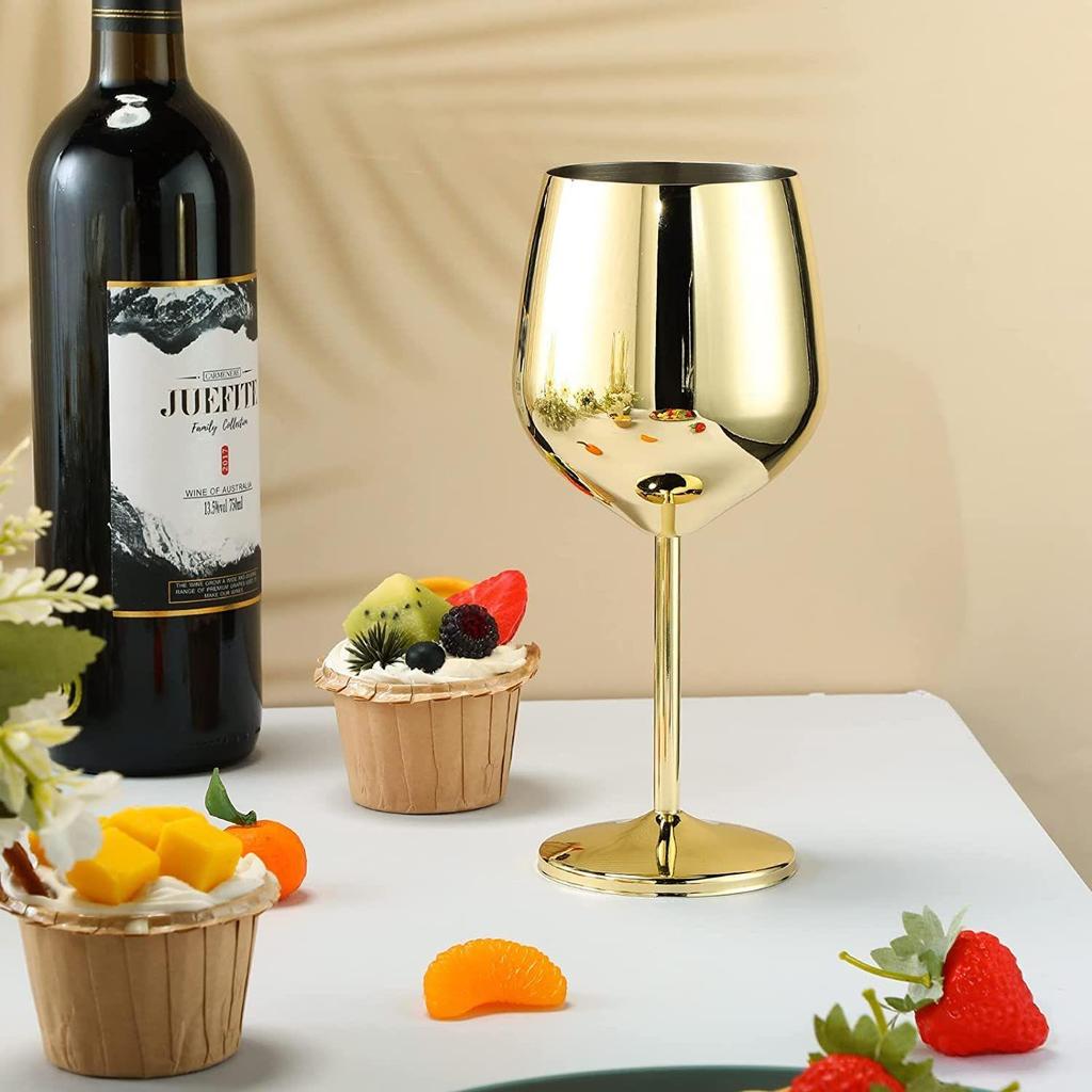 Stainless Steel Stemmed Wine Glasses 350 Ml, Unbreakable Wine Glass Goblets, Gift for Men and Women,