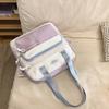 Women's Shoulder Bag Color Block College Style Student Crossbody Bag Class Book Bag
