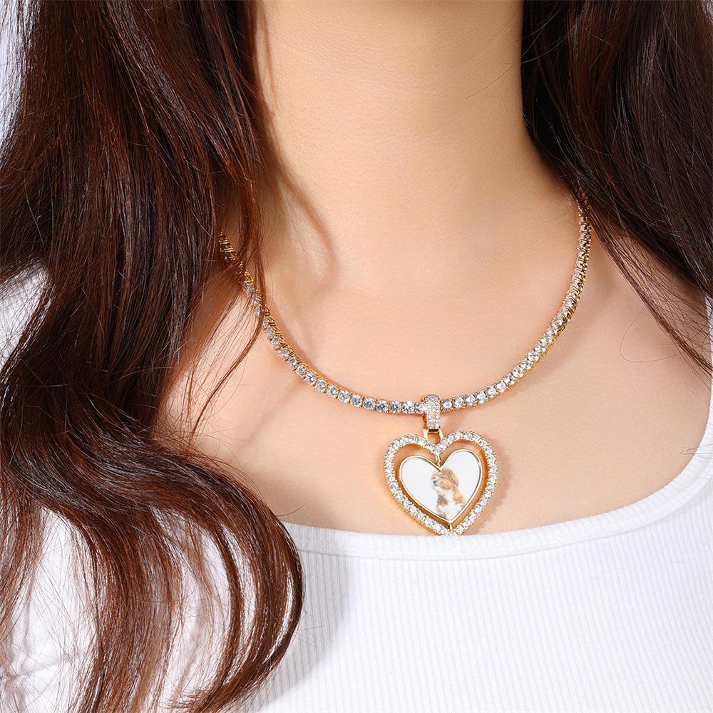 Кулон-ожерелье Dianyi Jewelry с двусторонней вращающейся фоторамкой