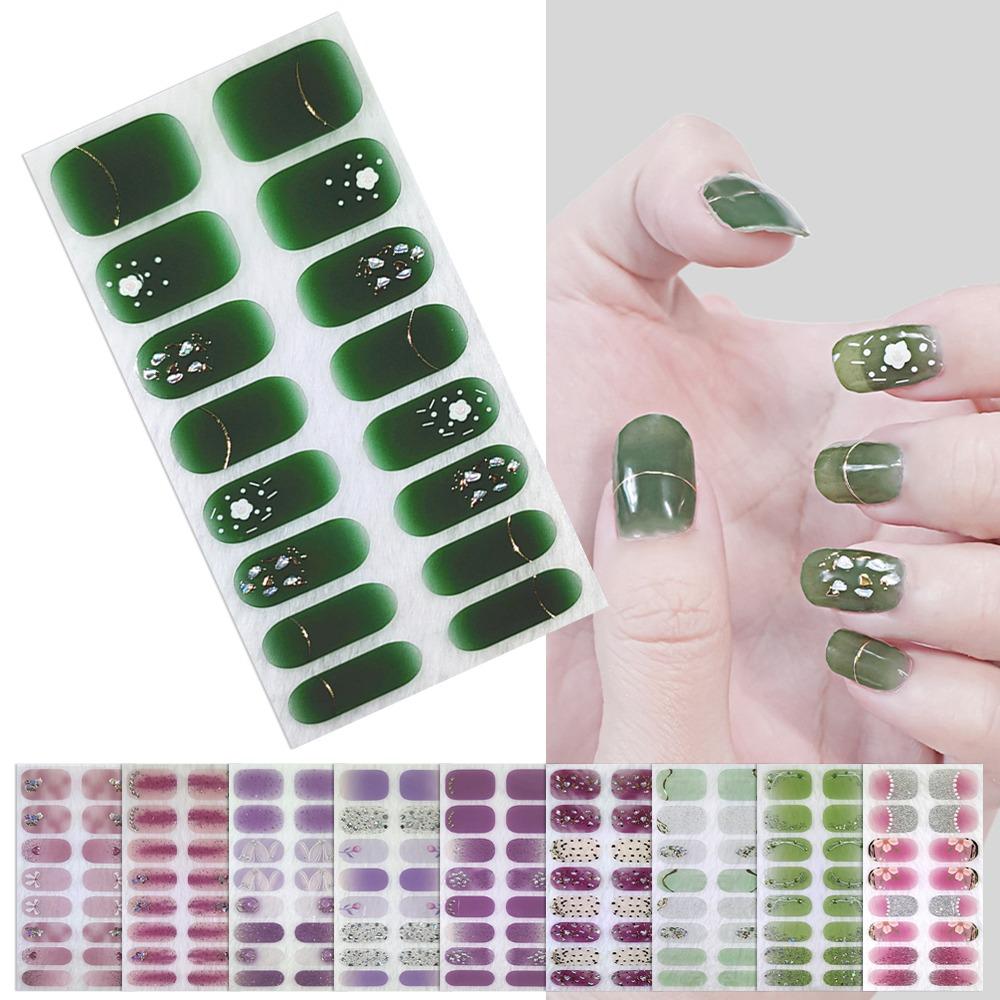 16 полосок для дизайна ногтей, наклейки для 3D-лаков, набор гелевых наклеек для ногтей, французские наклейки для ногтей, салон