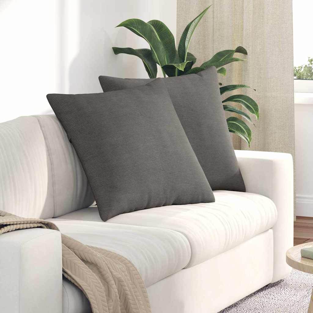 Sofa Cushions 2 Pieces Light Grey 60 x 60 cm Corduroy Fabric