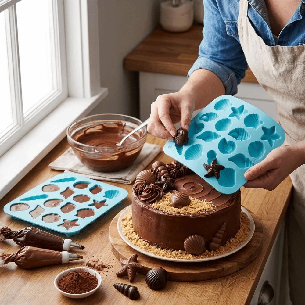 Starfish Shape 3D Shell Mold Conch Ice Cube Tray Baking Supplies Marine Animal Mold Candy Making