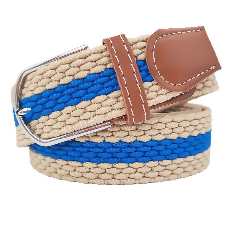 Elastic Elastic Braided Belt Student Canvas Needle Buckle Versatile Belt for Men and Women