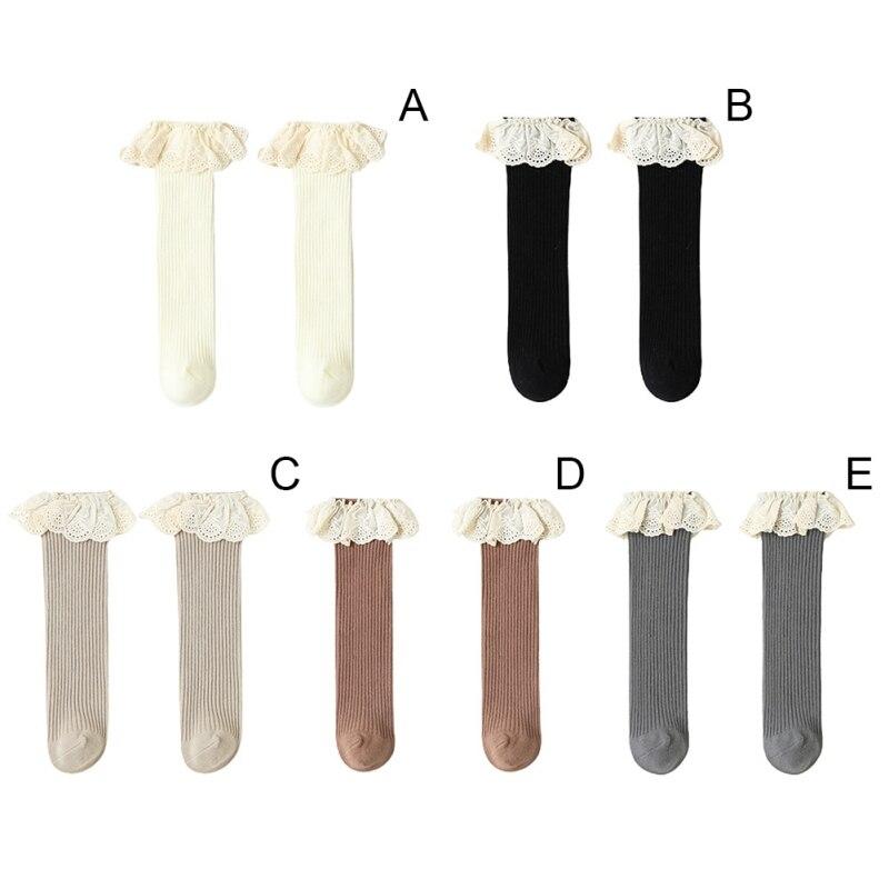 Высококачественные детские хлопковые мягкие удобные кружевные носки, детские носки из чесаного хлопка средней длины