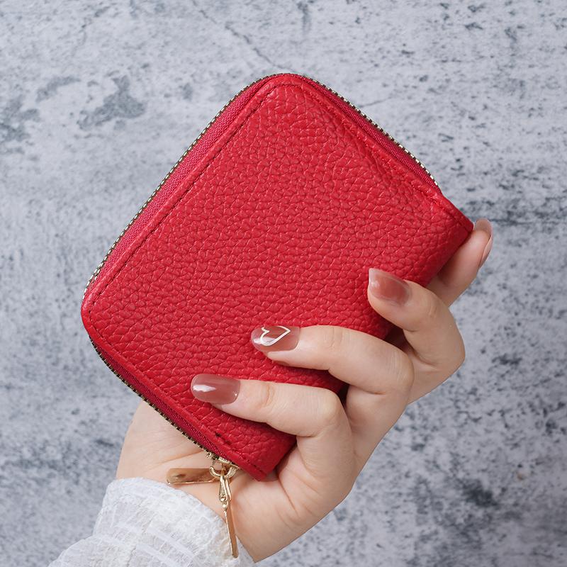 Ins New Double-decker Women's Card Bag PU Leather Zipper Certificate Bag Female Large-capacity Driver's License Card Slot Wallet