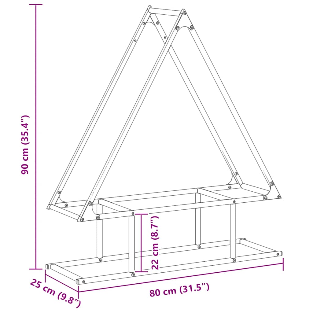 Firewood Rack Black 80 x 25 x 90 cm Cold Rolled Steel