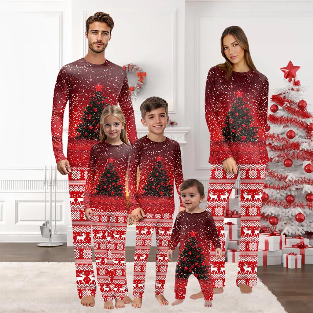 Christmas Print Family Outfit Long Sleeve Top + Pants Set Family Outfit