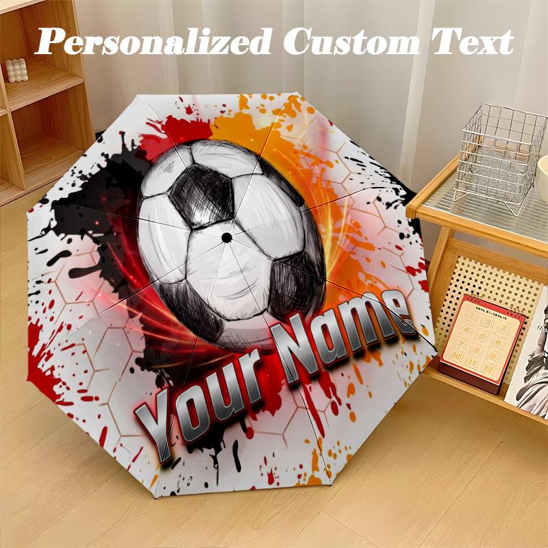 8 Rib Auto Folding Umbrella Germany national football team Print Custom Name Text Portable Rain Gear