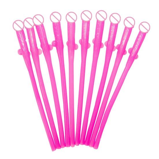 10 шт., соломинки для девичника, одноразовые, реалистичные, безопасные, пищевой, декор для ночного бара, пластиковые многоцветные соломинки для пениса, обнаженного члена