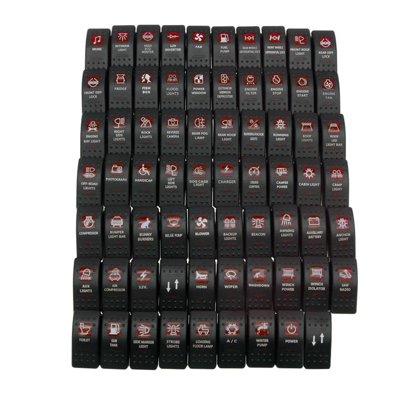 12V 24V Car Boat Caravan Rocker Switches Waterproof Rocker Switch Dual Red LED Light Bar Rocker Reverse Rear Light Switch