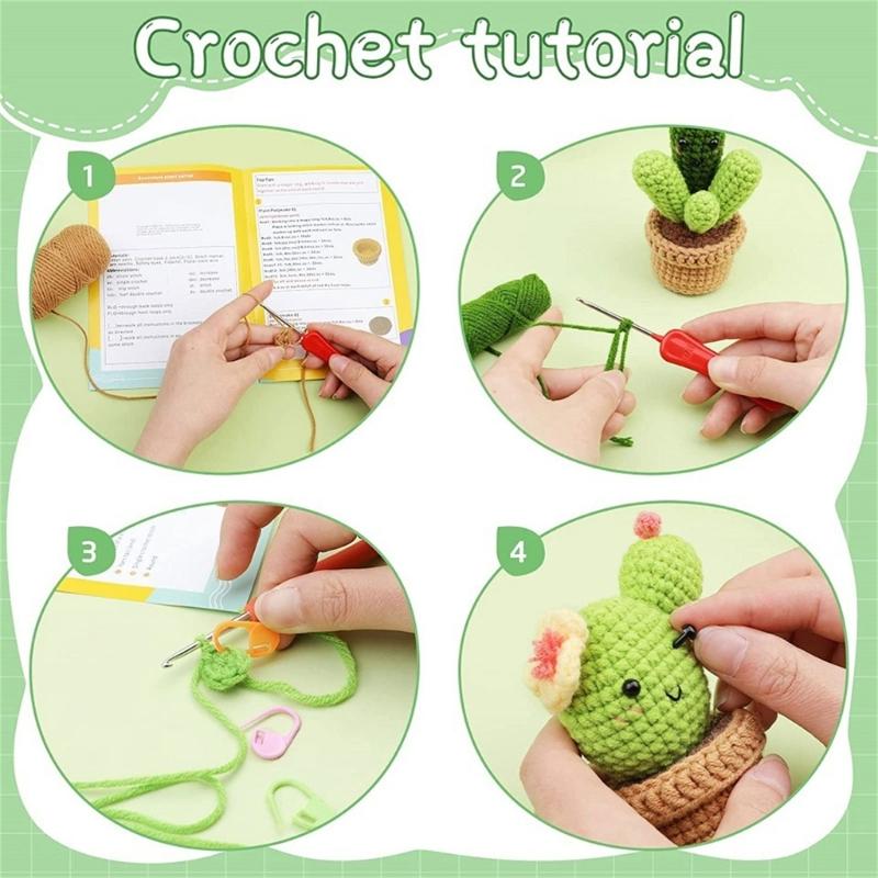 Beginners Crochet Kits DIY Crochet Starter Kits Including Crochet Hook, Yarn Balls, Needle, Instructions, Accessories