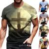 Футболка с коротким рукавом и круглым вырезом в европейском и американском стиле с крестообразным принтом, топ