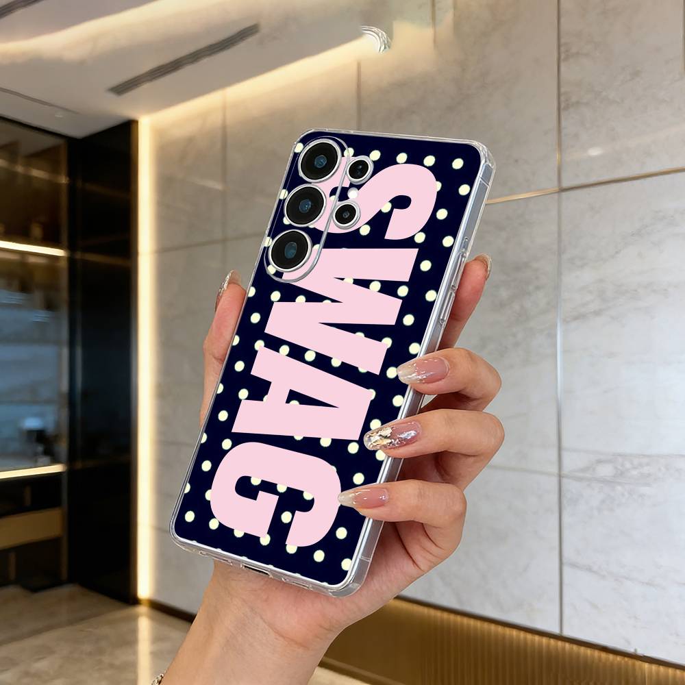 Clmj -- Леопардовый принт - SWAG Прозрачный чехол для телефона для Samsung S25, S24, S21, S22, S23, S30, Ultra, S20, Plus, FE, Lite