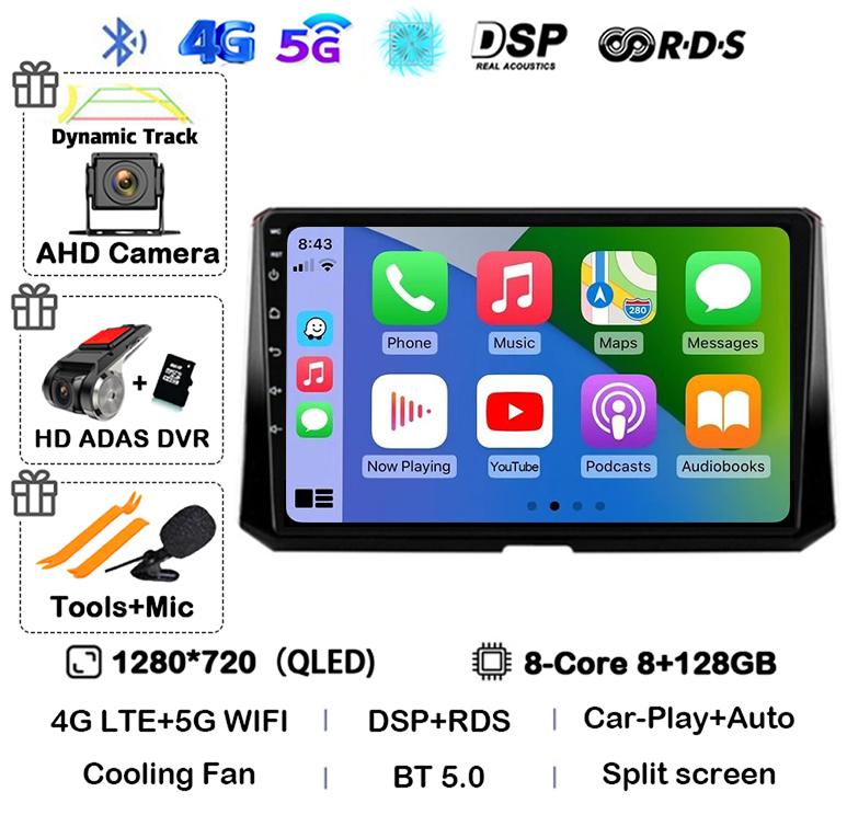 Android 14 Carplay Auto For Toyota Corolla 12 2019 2020 2021 2022 Car Radio Multimedia Player Stereo 4G Wifi GPS 360 Camera QLED