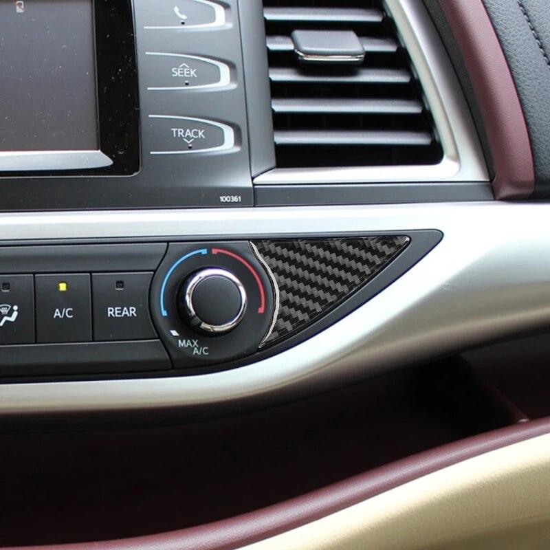 Наклейка на кнопку кондиционера автомобиля из углеродного волокна для Toyota Highlander 2015-2018, автоаксессуары для интерьера