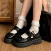Черные туфли с круглым носком и бантом на платформе, женские кожаные туфли 2025 года, новая юбка на весну и осень, туфли Мэри Джейн с французским эффектом увеличения роста волос