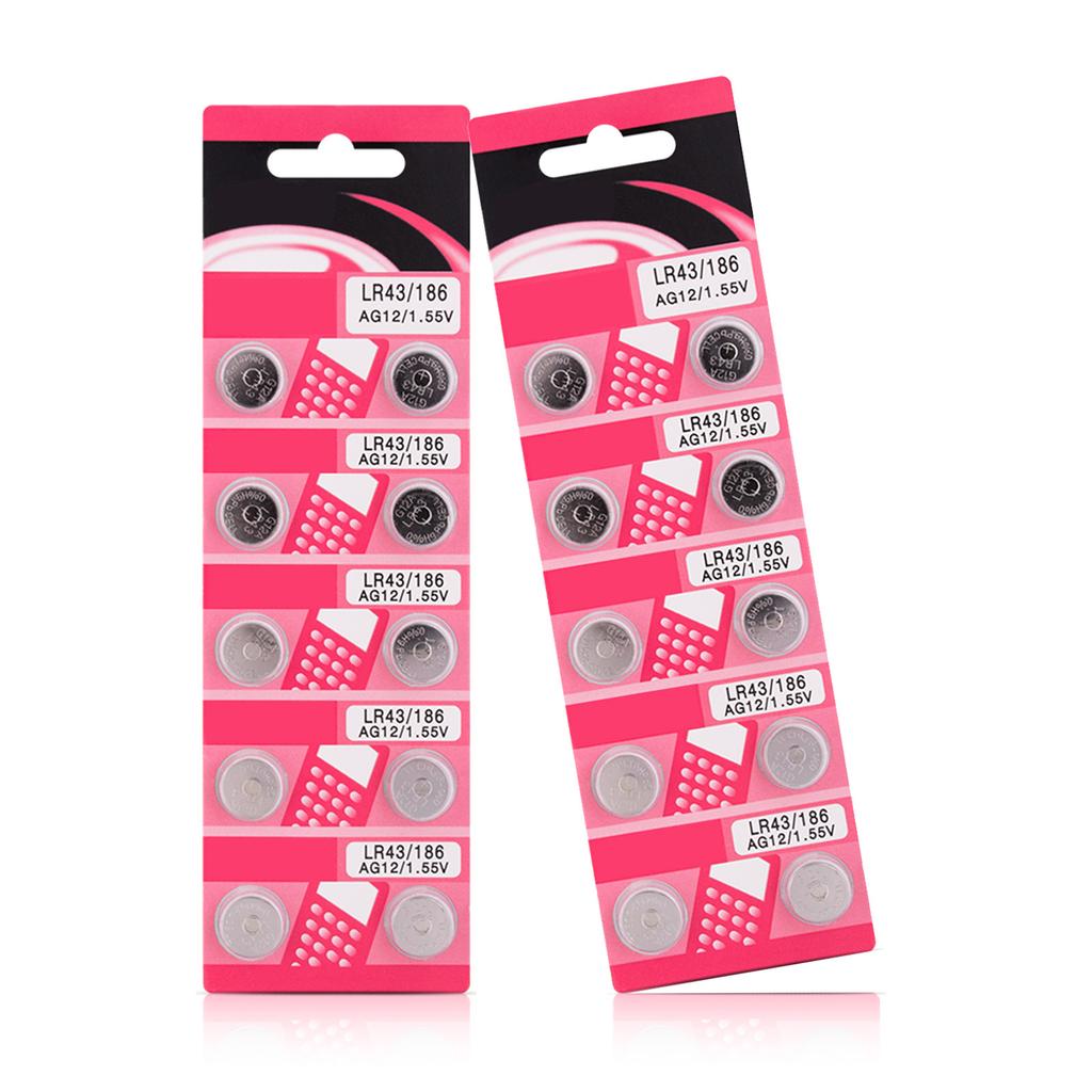 Упаковка из 10/20 щелочных батареек AG12 LR43 таблеточного типа Батарейки таблеточного типа для часов Калькуляторов Игрушечных устройств