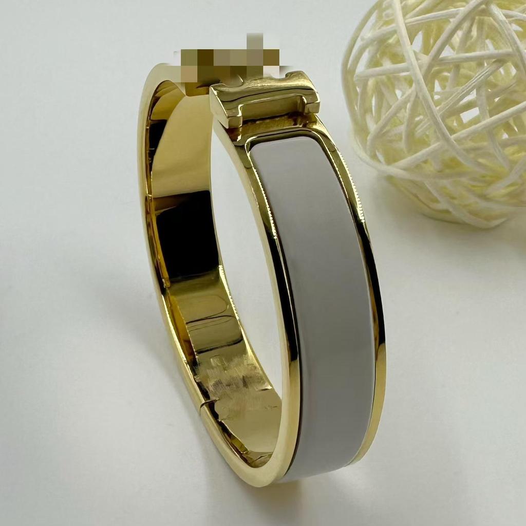 Браслет-бэнгл из эмалированной титановой стали 12 мм с буквой H - Европейский и американский модный браслет