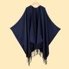 Street Women's Scarves Are Versatile In Autumn and Winter, Air-conditioned Rooms Are Warm and Dual-purpose, Monochrome Fringed Shawl Cape