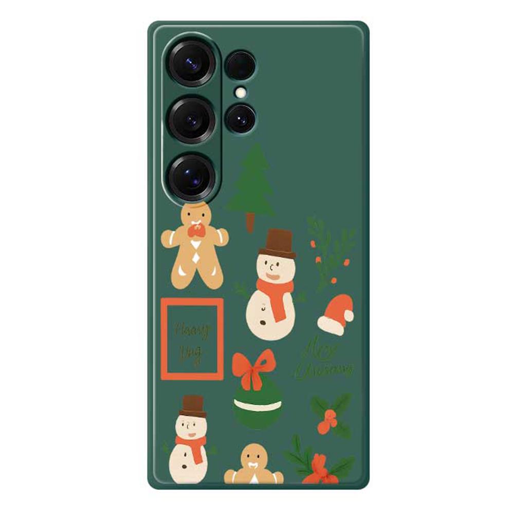 For Samsung Galaxy S25 Ultra Case Christmas Snowman Pattern Printing Straight Edge TPU Phone Back Cover