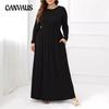 Women's Solid Color Dress Casual Tie Waist Long Sleeve Round Neck Plus Size Long Dress