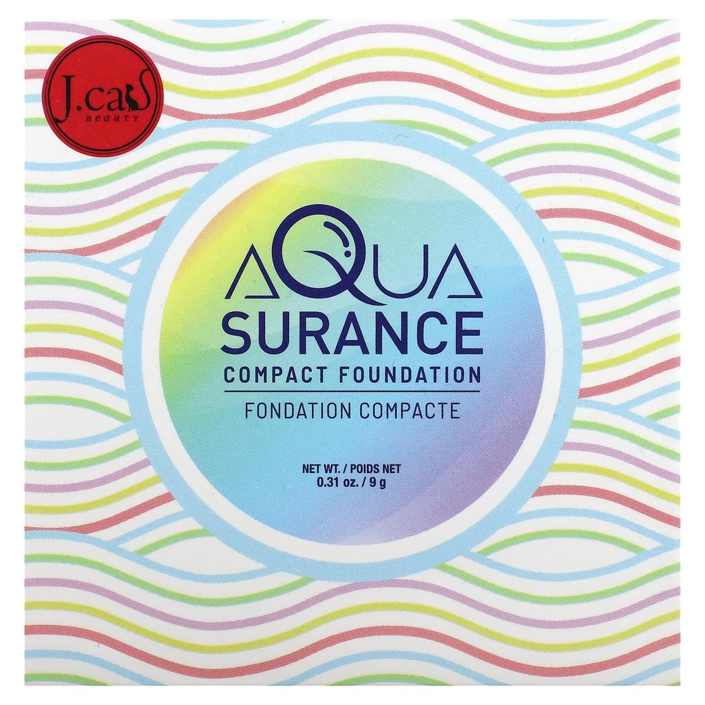 J.Cat Beauty Aquasurance Compact Foundation, Acf100 Porcelain, 0.31Oz(9G)