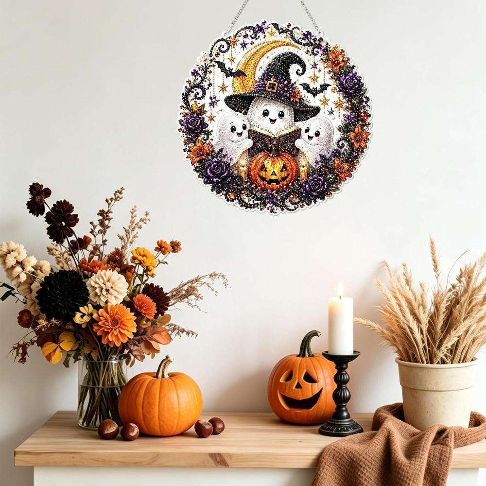 1 Set Acrylic Diamond Painting Decor Pendant DIY Crystal Diamond Art Ornament  Halloween Party