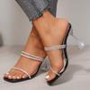 2024 New High-end Transparent One-strap Banquet Women's Slippers Summer Women's Beautiful Silver High-heeled Sandals